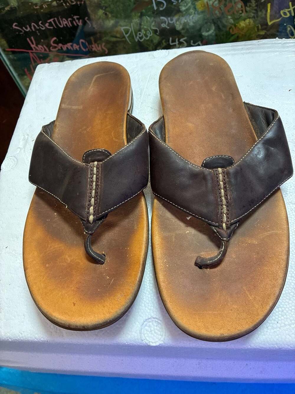 Cole Haan Men's Brown Leather Flip Flop Sandals